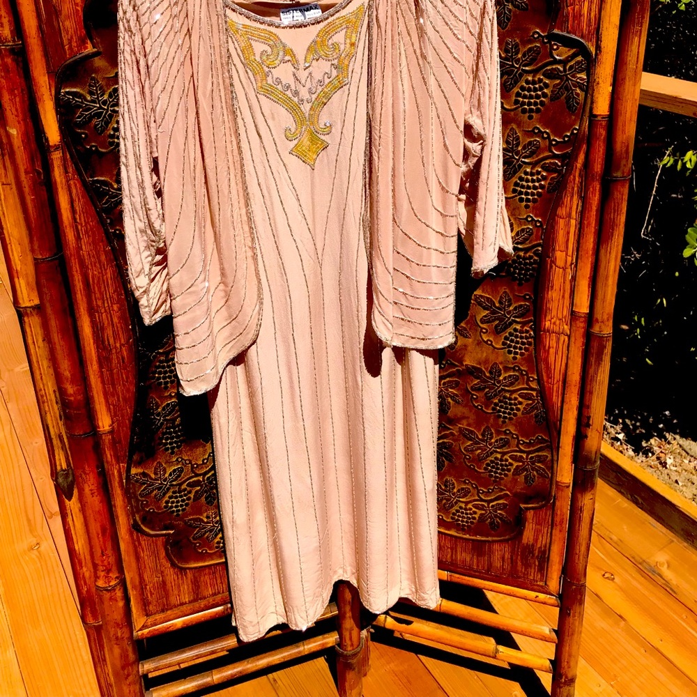 Vintage Sister Max two piece hand sequined and beaded evening dress.